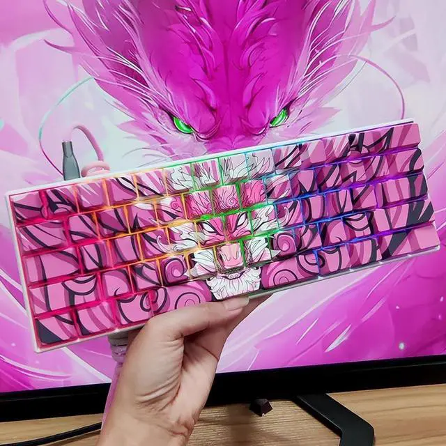 Alt view image 2 of 7 - PLCPDM Side Engraving Backlit Keycaps 136 Key Full Set, Cartoon Dragon Keycap for Mechancial Keyboard Enhances Night Typing