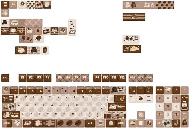 Alt view image 3 of 7 - PLCPDM Keycaps 131Piece Heat Sublimated Coffee Brown Keycaps Set Customization for Mechanical Keyboards