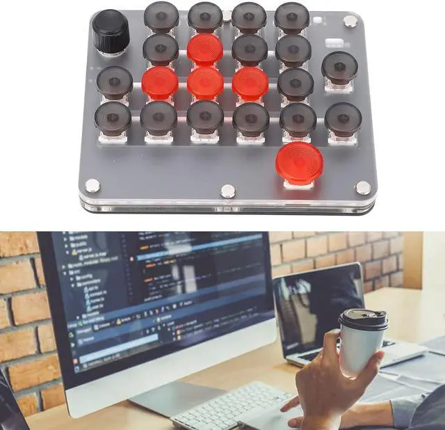 Alt view image 2 of 7 - OSU Hot Swap Game Keyboards, 21 Keys Programmable Keyboard with Knob, One Handed Mechanical Gaming Keyboard Programming Macro RGB Backlit OSU Standard Keyboard for Game