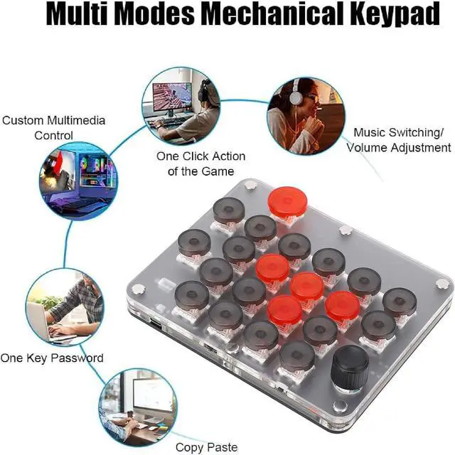 Alt view image 5 of 7 - OSU Hot Swap Game Keyboards, 21 Keys Programmable Keyboard with Knob, One Handed Mechanical Gaming Keyboard Programming Macro RGB Backlit OSU Standard Keyboard for Game