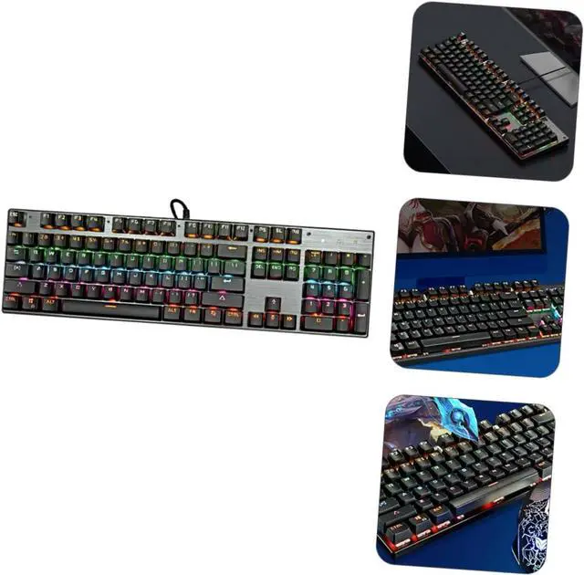 Alt view image 3 of 7 - Angoily Mechanical Gaming Keyboard RGB Backlighting Wired USB for Gamers Black Color