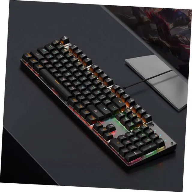 Alt view image 6 of 7 - Angoily Mechanical Gaming Keyboard RGB Backlighting Wired USB for Gamers Black Color