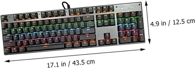 Alt view image 4 of 7 - Angoily Mechanical Gaming Keyboard RGB Backlighting Wired USB for Gamers Black Color