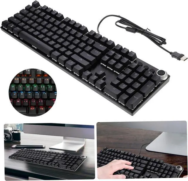 Alt view image 4 of 7 - DOITOOL RGB Backlit Mechanical Keyboard Multimedia Dial Wired Office Keyboard for Gaming Ergonomic 104 Keys
