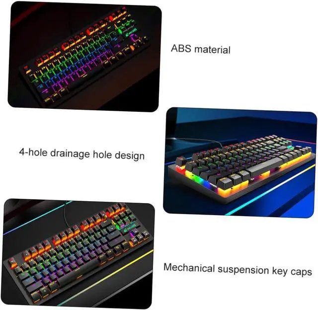 Alt view image 7 of 7 - Angoily Keyboard for Laptop Mechanical Keyboard RGB Backlight Keys USB Gaming Accessory