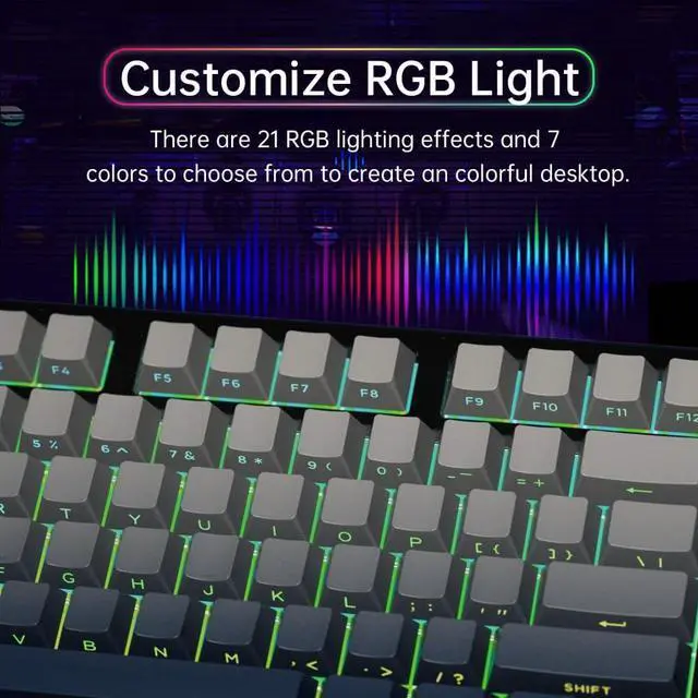 Alt view image 5 of 7 - DeLUX KM87 Pro Wireless Mechanical Gaming Keyboard, 80% Gasket Hot Swappable Custom Keyboard, Side Printed PBT Keycaps, Pre-Lubed Linear Switches, RGB Backlit, 2.4GHz/BT5.0/Wired (Grey)