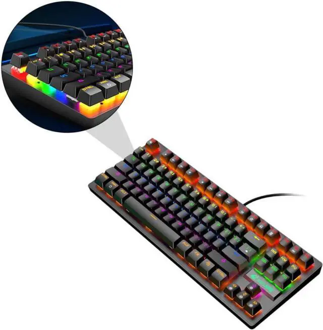 Alt view image 3 of 7 - jojofuny Punk Mechanical Keyboard USB Gaming Keyboard for Laptop and Desktop Ergonomic Design with Mechanical