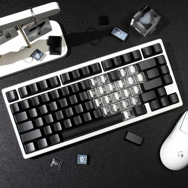 Alt view image 6 of 7 - mintcaps Keyboard Keycaps -151keys Black Shine Through Keycaps and Clear Transparent Keycaps, 75 Percent Doubleshot PBT Side Printed Keycap for Mechanical Gaming Keyboards