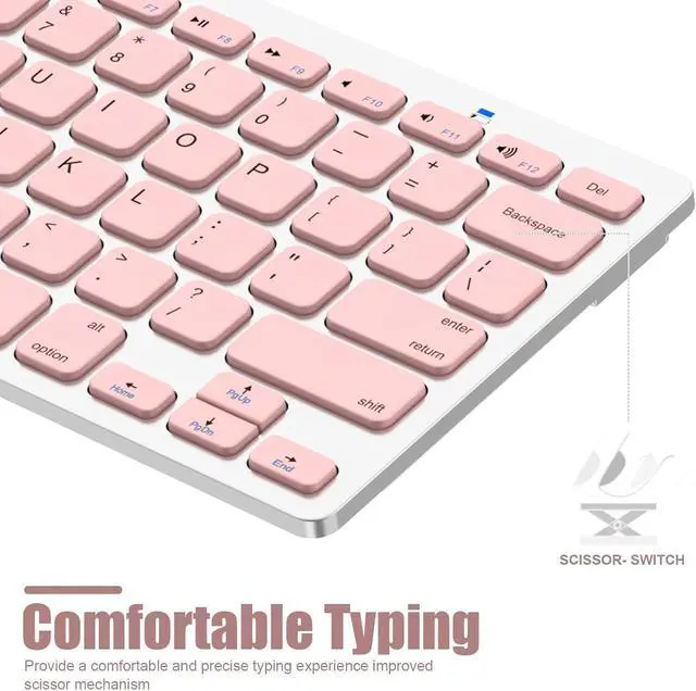Alt view image 3 of 7 - Wireless Computer Keyboard, Bluetooth Keyboard for iPad 10th, 9th, 8th Gen, iPad Pro 12.9/11/10.5/9.7 in, iPad Air/Mini, Mac, MacBook, iMac, Tablets, PC Desktop Laptop - Office Accessories Supplies