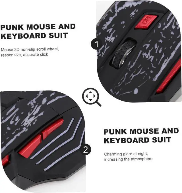 Alt view image 4 of 7 - BELLIFFY Gamer Mouse USB Keyboard RGB Backlit Ergonomic Design Vintage Steampunk Style