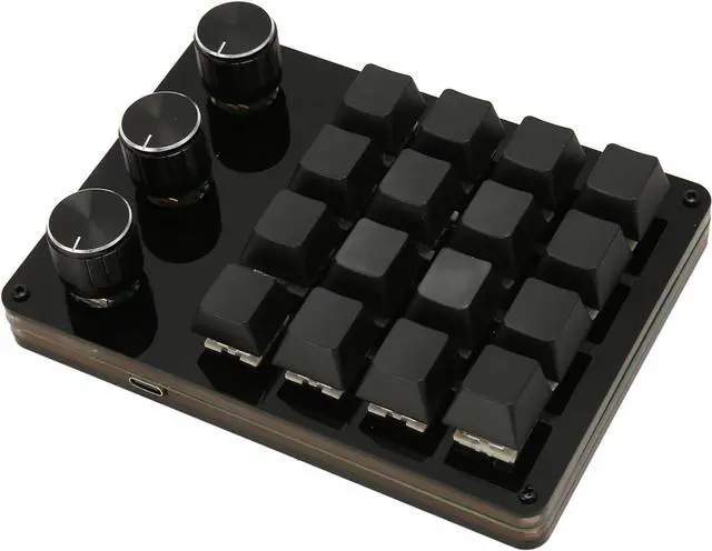 Alt view image 7 of 7 - Mechanical Gaming Keyboard, 16 Keys 3 Knobs One Handed Keypad Programmable Blue Switch Hot Swappable Keyboard for Gaming Office