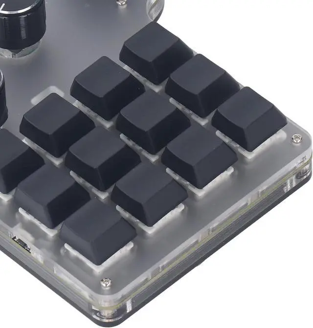 Alt view image 7 of 7 - Natudeco USB Mini Macro Mechanical Gaming Keyboard Programmable USB C BT 2.4G 3 Modes 12 Keys 4 Knobs Blue Switch RGB LED