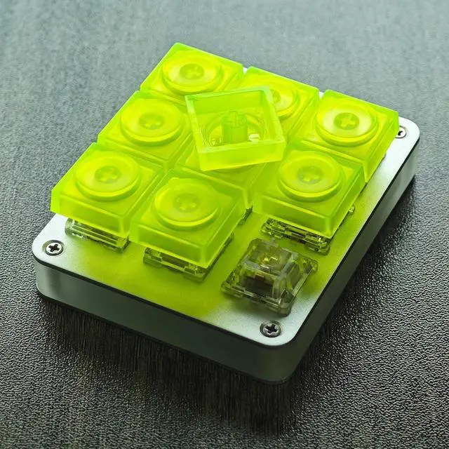 Alt view image 6 of 7 - Original Blocks Bricks Keycap Transparent Frosted Keyboard Key Cap Low Profile Key Caps for Mechanical Keyboard61/87/108/104/96 Large Full Set of Keycaps (Full Set of 131keys,Neon Green Clear)