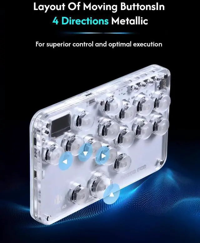 Alt view image 7 of 7 - Sehawei Haute42 Arcade Stick 16Keys All-Button Gamerfinger with Custom RGB & Turbo Functions,Arcade Controller Street Fight for PC/Ps3/Ps4/Switch/Steam Game Keyboard-Supports Hot Swap & SOCD