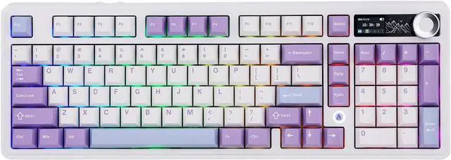 Main image of AJAZZ AK980 96% USB-C/BT5.0/2.4GHz Wireless Gaming Keyboard with 1.14 TFT Screen, Hot Swappable Creamy Mechanical Keyboard with FR4 Plate, Knob, RGB for Win/Mac (White, Gift V2 Switch)