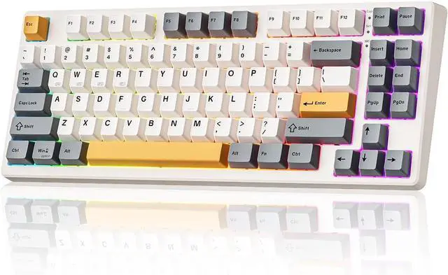 Alt view image 2 of 7 - Wireless Mechanical Keyboard,Gasket Mounted with Creamy Sound,Bluetooth/2.4GHz/USB-C,Custom Hot Swappable,RGB Backlit,75% Compact Layout for Gaming/Typing/Win/Mac/PC (Retro Beige,Linear Switch)