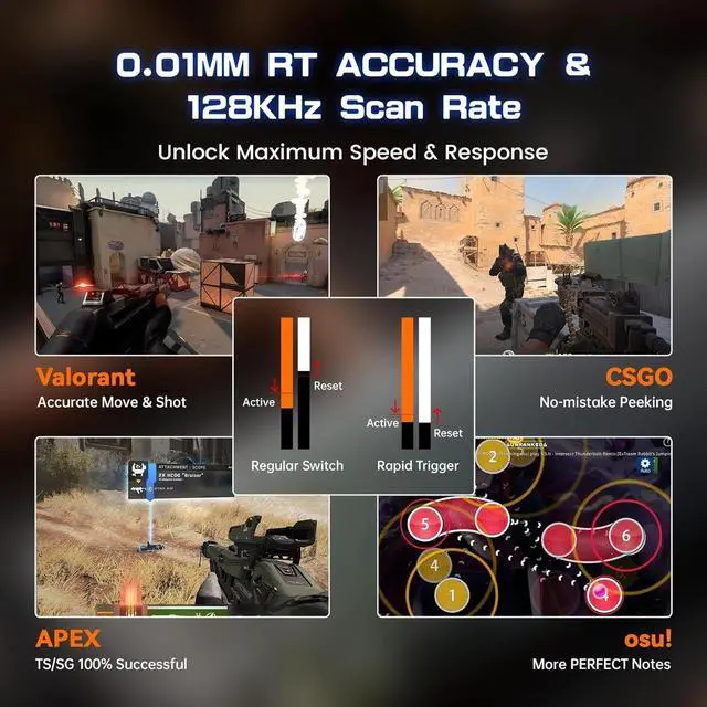 Alt view image 4 of 7 - ATTACK SHARK MAMBASNAKE X60 HE Rapid Trigger Magnetic Switch 60% RGB Wireless Mechanical Gaming keyboard,2.4Ghz/BT/Wired,8KHZ Polling Rate,0.01mm Adjustable Actuation,Web Driver for Win/Mac(Moonlight)