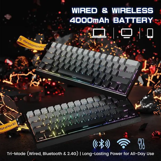 Alt view image 7 of 7 - ATTACK SHARK MAMBASNAKE X60 HE Rapid Trigger Magnetic Switch 60% RGB Wireless Mechanical Gaming keyboard,2.4Ghz/BT/Wired,8KHZ Polling Rate,0.01mm Adjustable Actuation,Web Driver for Win/Mac(Moonlight)