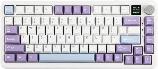 Main image of MechLands AJAZZ AK820 MAX HE Hall Effect Magnetic Gaming Keyboard, Adjustable Actuation, 3 Modes Wireless Rapid Fast Keyboard with Screen & Knob, Creamy Gasket, RGB Backlight, NKRO for Win/Mac (White)