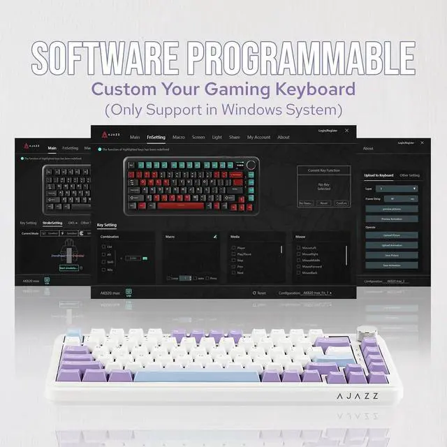 Alt view image 6 of 7 - MechLands AJAZZ AK820 MAX HE Hall Effect Magnetic Gaming Keyboard, Adjustable Actuation, 3 Modes Wireless Rapid Fast Keyboard with Screen & Knob, Creamy Gasket, RGB Backlight, NKRO for Win/Mac (White)