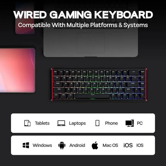 Alt view image 3 of 7 - AJAZZ ALUX68 HE Aluminum Rapid Trigger Gaming Keyboard with Magnetic Switch, Wired Hall Effect Keyboard with 8K Polling Rate, 0.125ms Latency, RGB Backlight (Black, ALUX68 Plus)