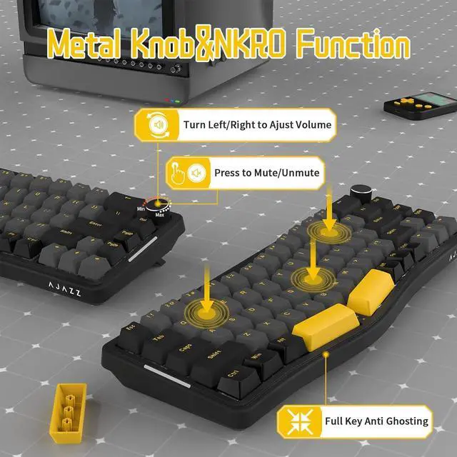 Alt view image 4 of 7 - ATTACK SHARK AKS068 Wired Mechanical Gaming Keyboard 65% Alice Layout Hot-swapped Gasket Mount with RGB Backlit VIA Programmable Knob NKRO TKL AS Pre-lubed Tactile Brown Switch for Win/Mac(Black)
