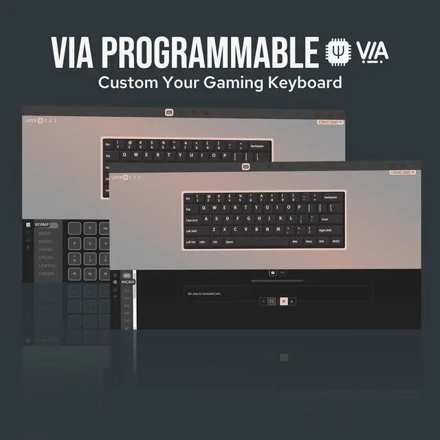 Alt view image 4 of 7 - CIDOO QK61 V2 VIA Programmable 60% Compact Keyboard, USB-C/BT5.0/2.4Ghz Wireless, Hot Swappable Custom Mechanical Keyboard with Gasket Mounted, PC Plate, 3000mAh Battery for Win/Mac (Black)
