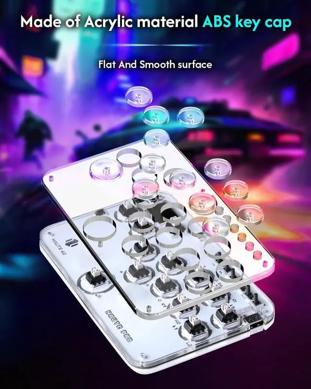 Alt view image 3 of 7 - Sehawei Haute42 Arcade Stick 13Keys All-Button Gamerfinger with Custom RGB & Turbo Functions,Arcade Controller Street Fight for PC/Ps3/Ps4/Switch/Steam Game Keyboard-Supports Hot Swap & SOCD