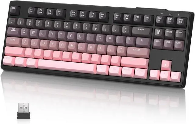 Main image of ZIYOU LANG M87 Wireless Gaming Keyboard Mechanical Feel Silent RGB Backlit Bluetooth/2.4Ghz Dual Mode PBT Gradient Keycaps Ergonomic Design 75% Compact Keyboard for MAC/Win/PC-Pink