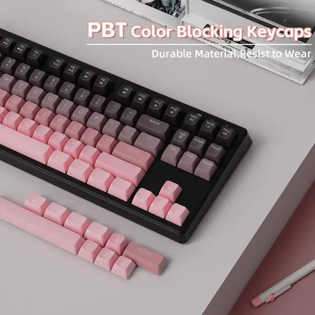 Alt view image 6 of 7 - ZIYOU LANG M87 Wireless Gaming Keyboard Mechanical Feel Silent RGB Backlit Bluetooth/2.4Ghz Dual Mode PBT Gradient Keycaps Ergonomic Design 75% Compact Keyboard for MAC/Win/PC-Pink