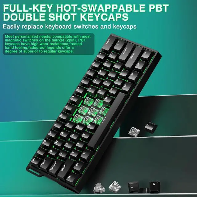 Alt view image 6 of 7 - Aula WIN60 HE - 60% Mechanical Gaming Keyboard Wired, Magnetic Switch Hot Swappable, Adjustable Actuation Rapid Trigger Mode, 8000 Hz Polling Rate, RGB Small Keyboard 60 Percent Compact Design for PC