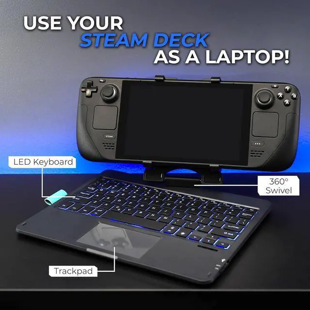 Alt view image 3 of 7 - DeckTop with Splitter - Steam Deck Keyboard and Bluetooth Trackpad Mouse with Multicolor LED Laptop Accessory for Valve Linux PC Gaming Accessories (Steam Deck/ROG Ally)