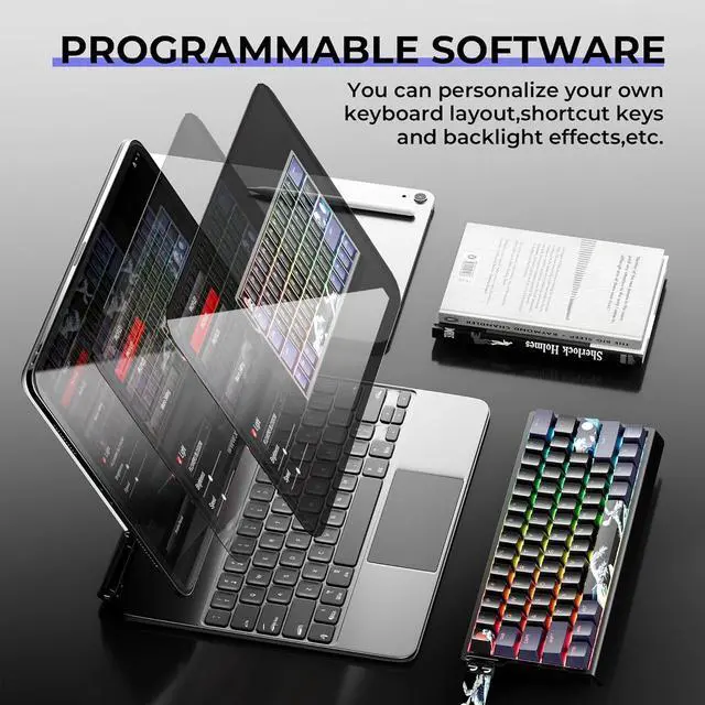 Alt view image 7 of 7 - x XVX 60% Percent Keyboard with Strap, H61 Wired Aluminum Gaming Keyboard, Hot Swappable, Kanagawa Anime PBT Keycaps, RGB Backlit, Cherry Profile, Sound Absorbing Pads, Creamy Linear Switch