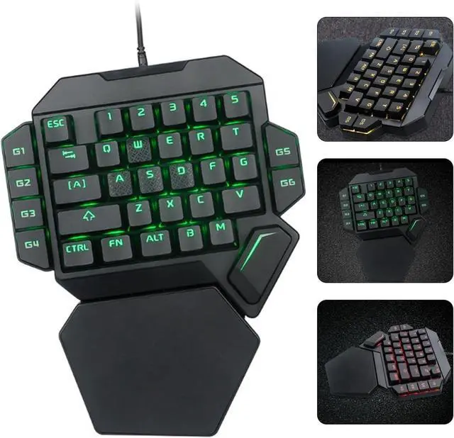 Alt view image 6 of 7 - One Hand Mechanical Keyboard, Blue Switch 35 Keys RGB Backlit Luminous Game Mechanical Keyboard, with Macro Definition Function, Ergonomic Game Controller for PC Gamer