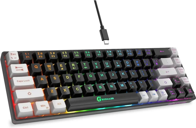Main image of GEODMAER 65% Gaming Keyboard, LED Backlit Mini Wired Gaming Keyboard, Ultra-Compact Anti-Ghosting No-Conflict 68 Keys Gaming Wired Keyboard for PC Laptop Gamer