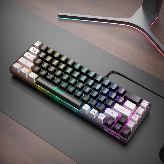 Alt view image 7 of 7 - GEODMAER 65% Gaming Keyboard, LED Backlit Mini Wired Gaming Keyboard, Ultra-Compact Anti-Ghosting No-Conflict 68 Keys Gaming Wired Keyboard for PC Laptop Gamer