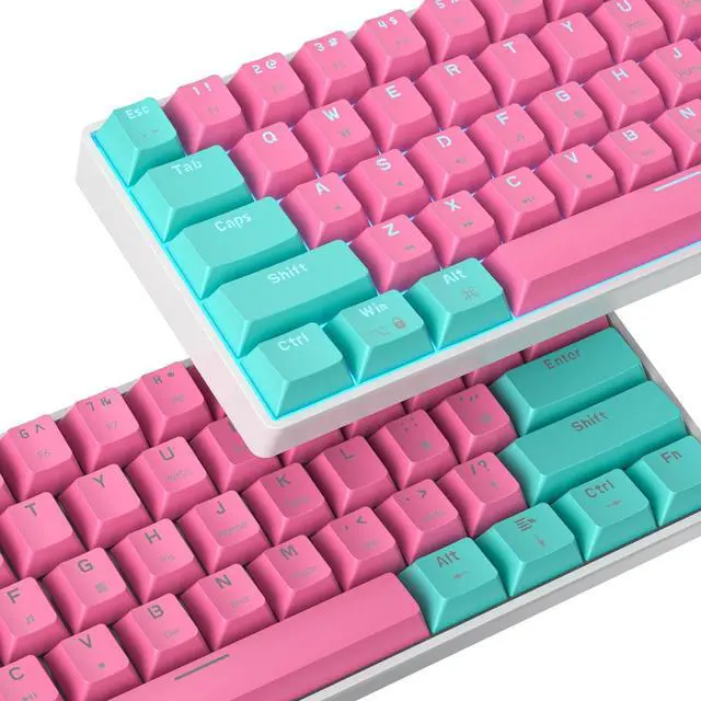 Alt view image 7 of 7 - 60 Percent Gaming Keyboard Mechanical with Linear Red Switch, 60% Wired Ultra-Compact Mini Keyboard LED with PBT Keycaps for Ps4/Ps5/Xbox61 Miami
