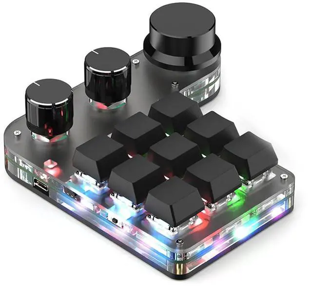 Main image of One Handed Programmable Mechanical Keyboard, 9 Keys 3 Knobs RGB Programmable Macro Keyboard, Custom Shortcut, Dual Mode Connection, OSU Gaming Keyboard!