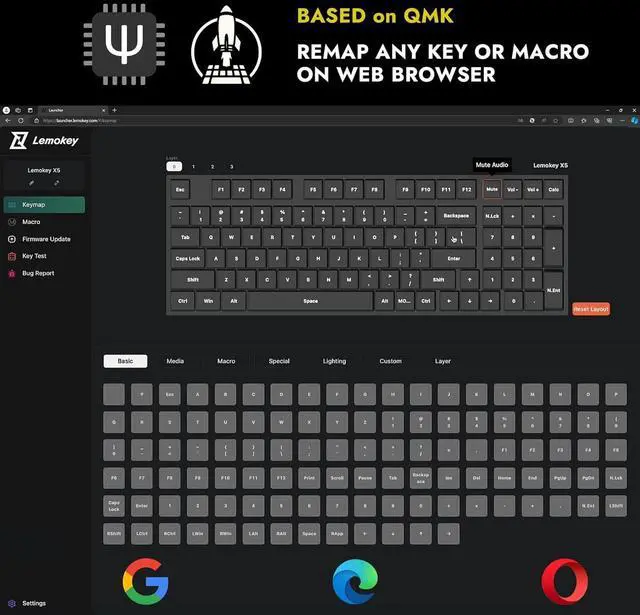 Alt view image 5 of 7 - X5 Wired Gaming LED Backlight QMK/Launcher Mechanical Keyboard for Windows/Linux, Customize keymaps, Double-Shot keycaps, Keychron Mechanical Brown Switch, Perfect for Both Gaming and Work