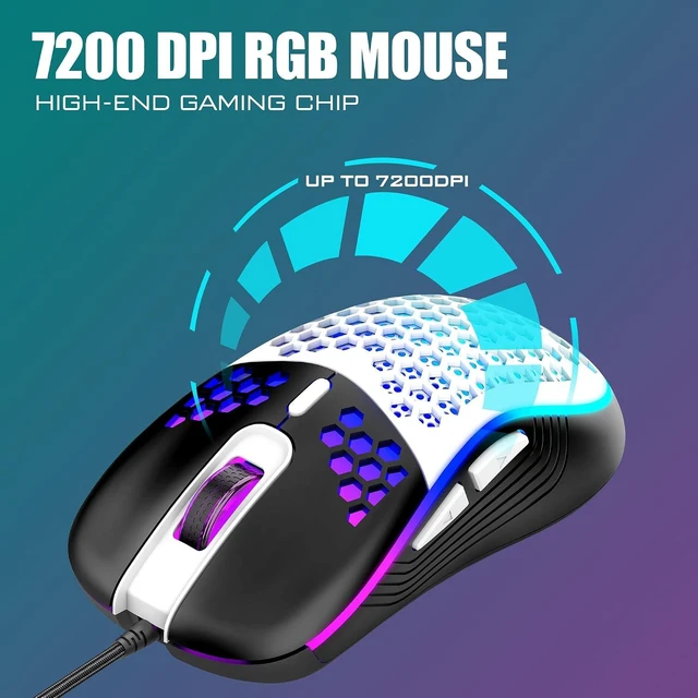 Alt view image 5 of 7 - RedThunder 60% Gaming Keyboard and Mouse Combo, Ultra-Compact 61-Key RGB Backlit Mini Keyboard, Lightweight 7200 DPI Honeycomb Optical Mouse, RGB Wired Gaming Set for PC PS5 Xbox Gamer(Black-White)