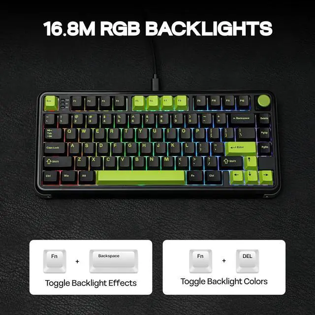 Alt view image 5 of 6 - M75 Wired Hall Effect Gaming Keyboard with 8K Polling Rate, 0.128ms Latency, 75% Rapid Fast Keyboard with DKS/MT/TGL/SOCD, Hot-Swappable Magnetic Switch, Knob, RGB Backlits, NKRO