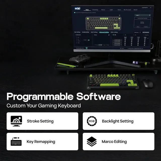 Alt view image 6 of 6 - M75 Wired Hall Effect Gaming Keyboard with 8K Polling Rate, 0.128ms Latency, 75% Rapid Fast Keyboard with DKS/MT/TGL/SOCD, Hot-Swappable Magnetic Switch, Knob, RGB Backlits, NKRO