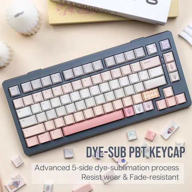 Alt view image 4 of 6 - KiiBOOM x Strawberryjam1986 Berry Cream Keycap Set, 137 Keys Cherry Profile Keycaps, PBT Custom Keycap for Mechanical Keyboard, Compatible with ANSI/ISO, 60%, 65%, 75%, TKL, Full-Sized Layout