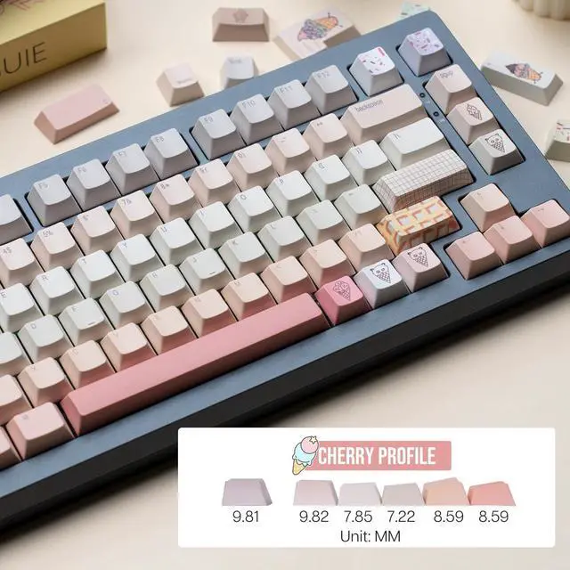 Alt view image 5 of 6 - KiiBOOM x Strawberryjam1986 Berry Cream Keycap Set, 137 Keys Cherry Profile Keycaps, PBT Custom Keycap for Mechanical Keyboard, Compatible with ANSI/ISO, 60%, 65%, 75%, TKL, Full-Sized Layout