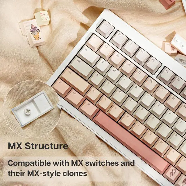 Alt view image 6 of 6 - KiiBOOM x Strawberryjam1986 Berry Cream Keycap Set, 137 Keys Cherry Profile Keycaps, PBT Custom Keycap for Mechanical Keyboard, Compatible with ANSI/ISO, 60%, 65%, 75%, TKL, Full-Sized Layout