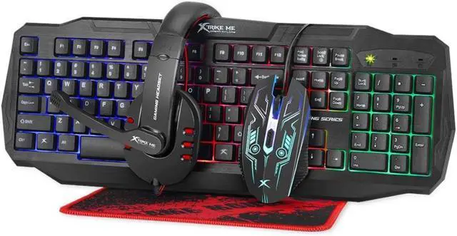 Main image of Rainbow Backlit Gaming Keyboard Mouse 4D Headset and Mousepad CM-406 KIT 104 Keys Switch Rating 10 Million USB Cable 1.5m