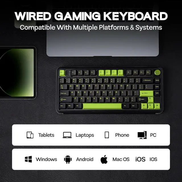 Alt view image 3 of 6 - M75 Wired Hall Effect Gaming Keyboard with 8K Polling Rate, 0.128ms Latency, 75% Rapid Fast Keyboard with DKS/MT/TGL/SOCD, Hot-Swappable Magnetic Switch, Knob, RGB Backlits, NKRO