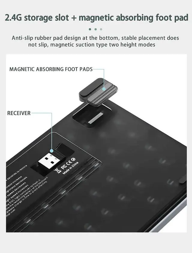 Alt view image 6 of 7 - YK75 84 Keys Tri-Mode Mechanical Keyboard (2.4G+BT5.0+Type-C) with 5 Brightness Levels, 17 Effects, Win/Mac System Switch, Full Key Rollover, Built-in Lithium Battery, Compatible with MacBook iMac i