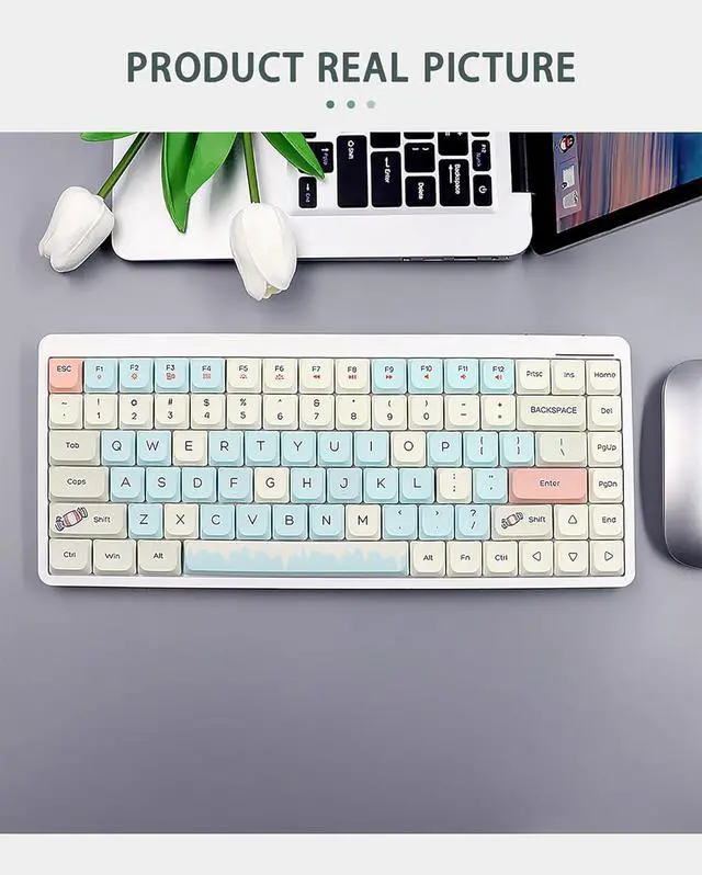Alt view image 7 of 7 - YK75 84 Keys Tri-Mode Mechanical Keyboard (2.4G+BT5.0+Type-C) with 5 Brightness Levels, 17 Effects, Win/Mac System Switch, Full Key Rollover, Built-in Lithium Battery, Compatible with MacBook iMac i