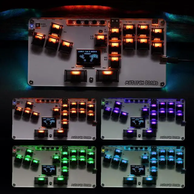 Alt view image 5 of 7 - MustFun Stickl Controller with Display, Customised Cus Gaming Keyboard Suitable r use with: PC/Android/Switch/PS3/PS4/Steam/Acrade and Gaming Devices Black Transluce (Black Button)